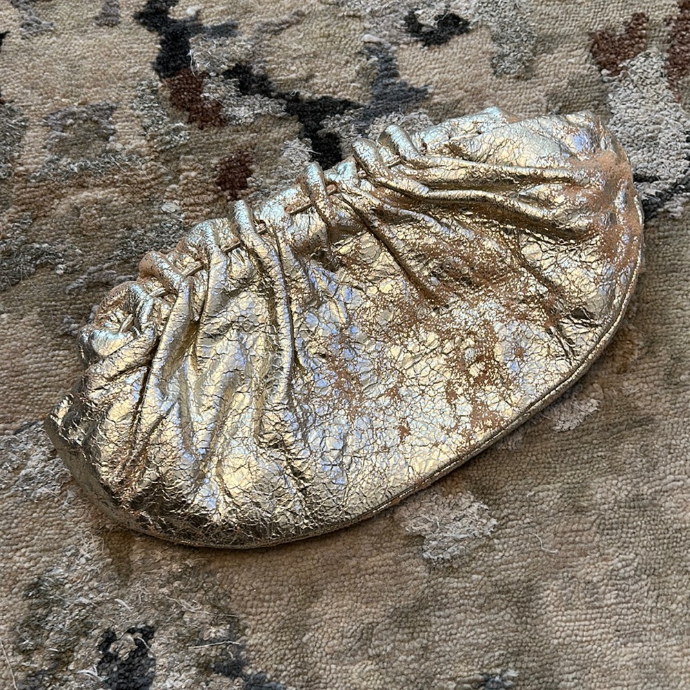 Gold “crackle” clutch